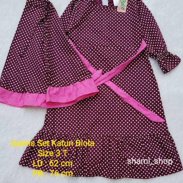 Gamis Set Anak Katun Viola Size 3 T (2-3 tahun)