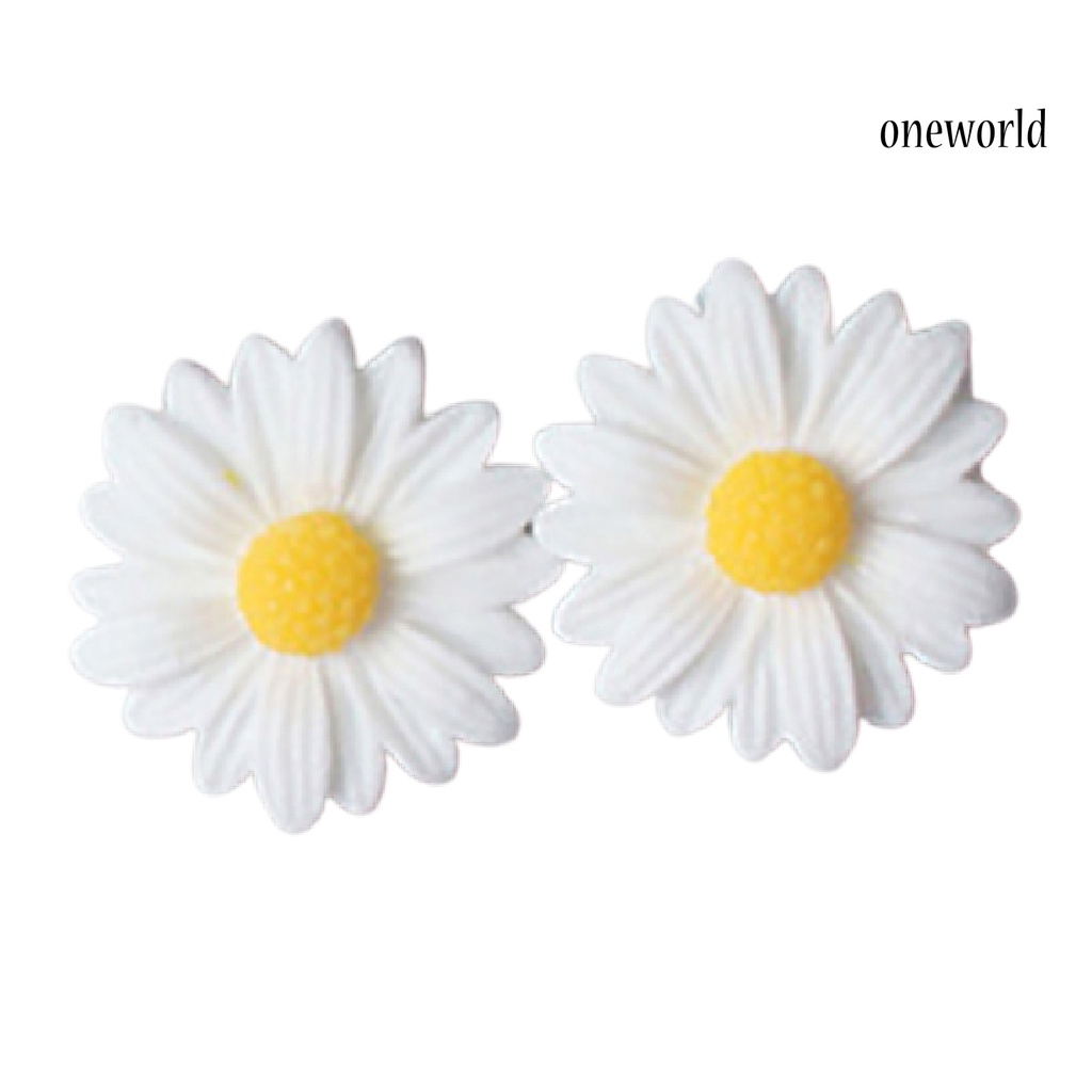 OW@ Ear Stud Cute Beautiful Plastic Sun Flower  Earrings for Women