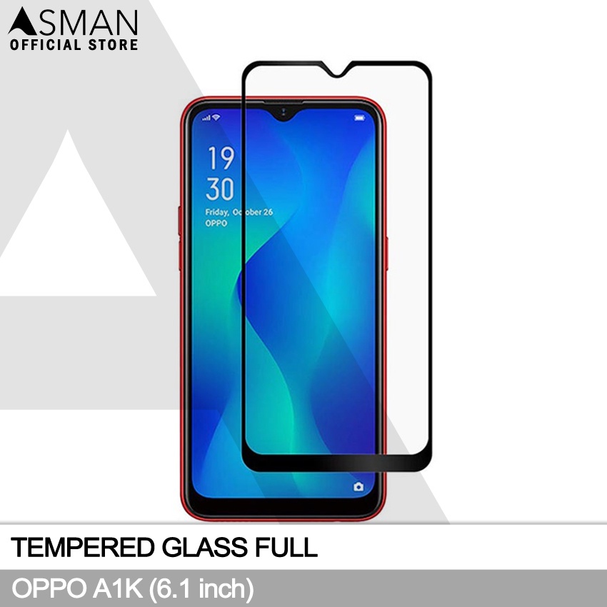 Tempered Glass Full OPPO A1K (6.1&quot;) | Anti Gores Kaca - Hitam