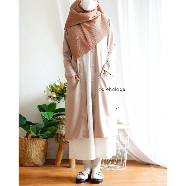 Zaleha - Raya Outer Tunik Lengan Panjang Wanita Premium Termurah Baju Long Tunic Polos Terbaru