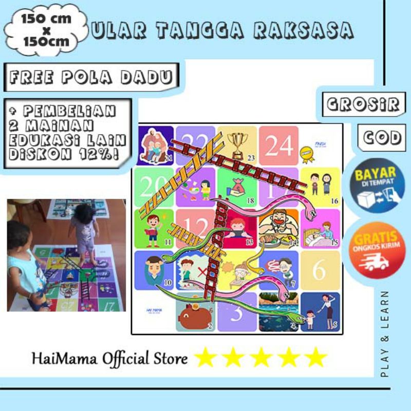 KARPET ULAR TANGGA JUMBO / ULAR TANGGA RAKSASA FREE DADU