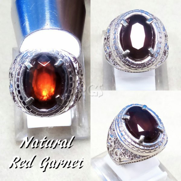 CINCIN BATU AKIK PERMATA NATURAL HESSONITE RED GARNET CUTING PASTI MANTAP