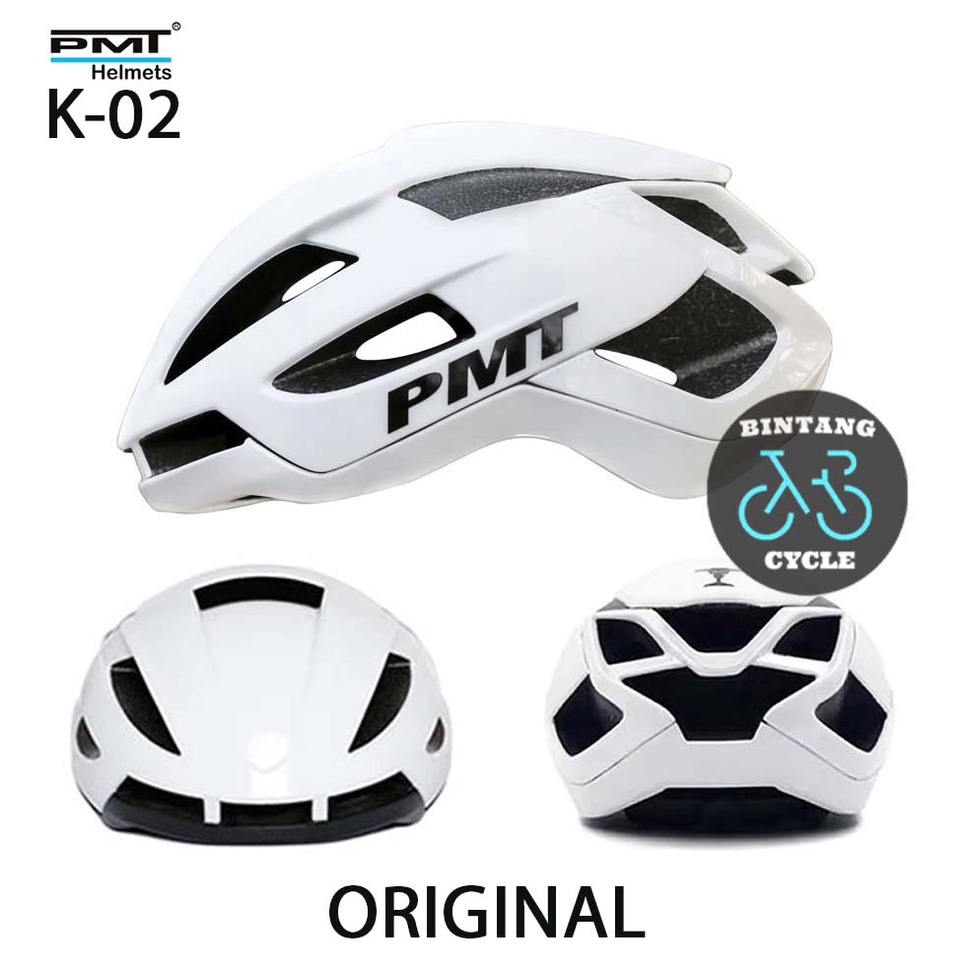 PMT Helmet K-02 Plus White - Helm Sepeda