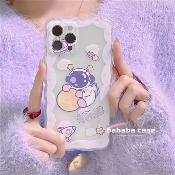 Soft Case Silikon TPU Motif Astronot Untuk Iphone 12 13 SE 6 6S 7 8 Plus X XS XR 11 Pro Max