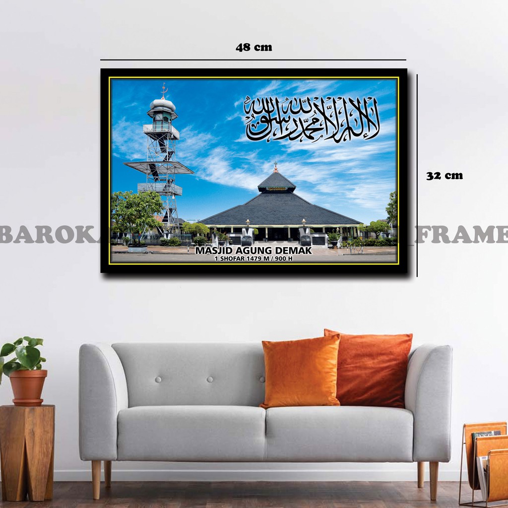 Foto Masjid Agung Demak Madinah Kakbah Mekah Mekkah Poster Bingkai 32x48cm
