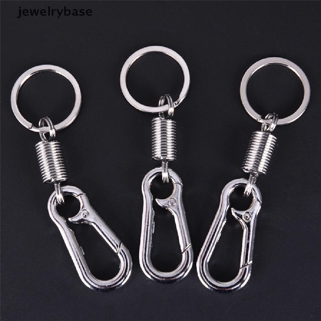 2 PCs Gantungan Kunci Carabiner Retractable Bahan Stainless Steel