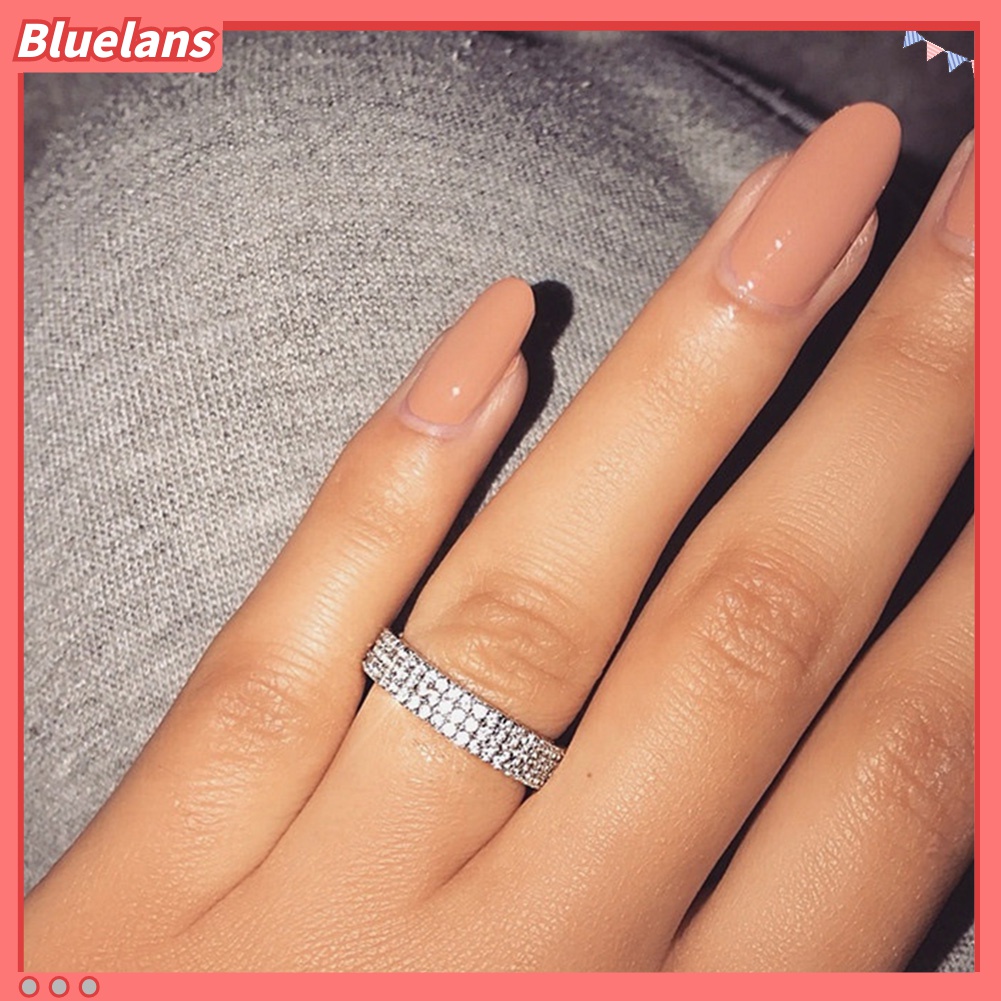 Cincin Multilayer Aksen Berlian Imitasi Untuk Wanita