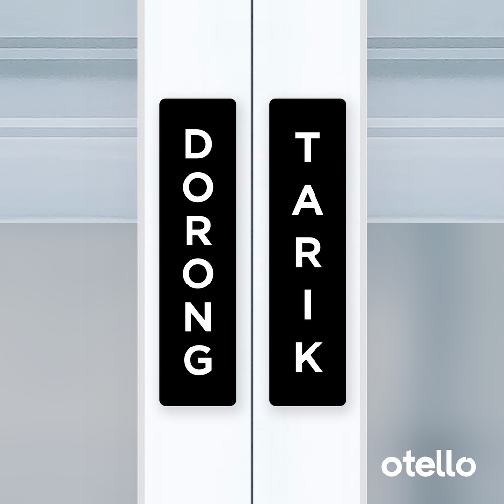 Dorong Tarik Sign Board Akrilik Signage Label Acrylic Stiker Pintu Push Pull Tempelan Kayu Wooden Tag Sticker Tempel Door Sign Aklirik