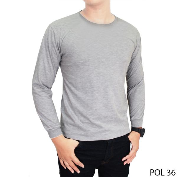 Kaos Polos Abu Panjang Bahan Katun - POL 36