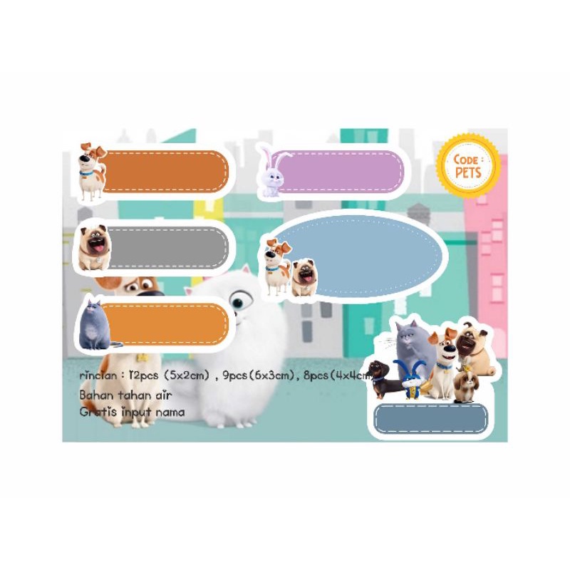 

STICKER LABEL NAMA CUSTOM character PETS