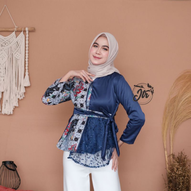 tey-17 Batik wanita ASJ SA HRB026 Kenongo Kemeja Tosca Pendek-2