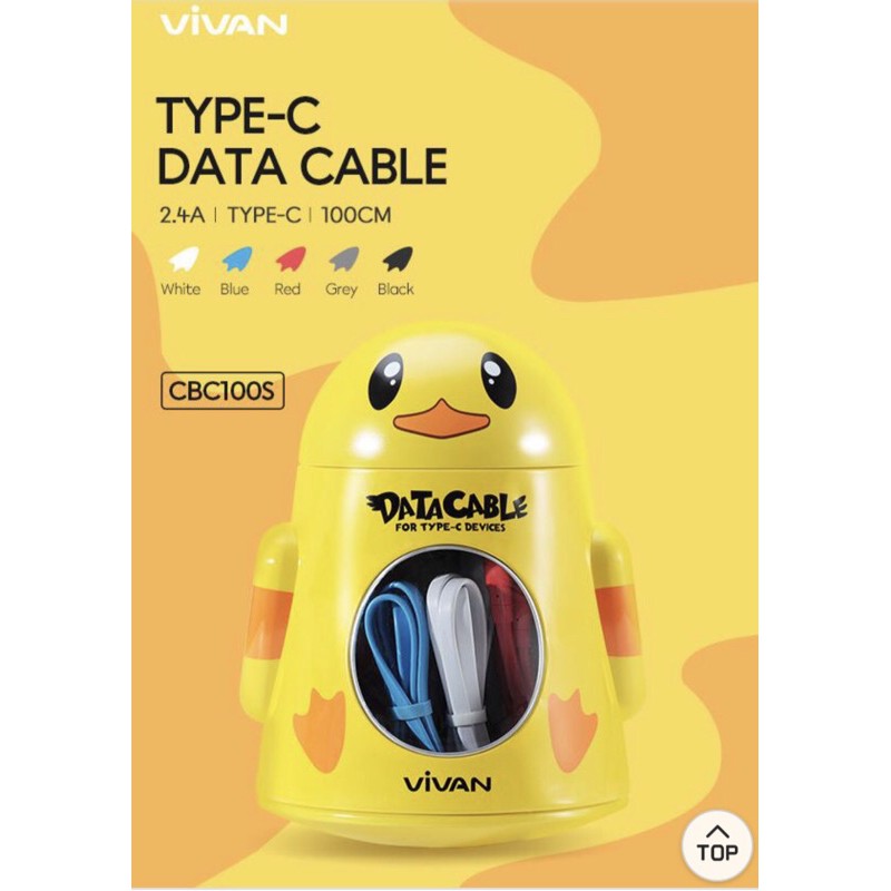 VIVAN Cable Data CBC100S Kabel Data Type-C 2.4A 100CM Garansi Original Resmi ( PER 1 TOPLES 20PCS  )