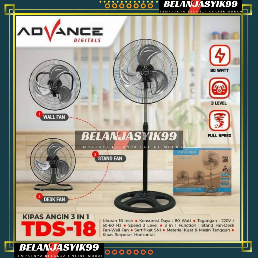 KIPAS ANGIN ADVANCE TDS-18 18INCH FAN MULTIFUNGSI 3IN1 / KIPAS ANGIN LISTRIK ADVANCE 3 IN 1 TDS 18 INCH