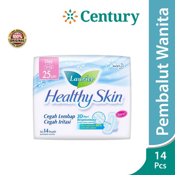 LAURIER HEALTHY SKIN 25 CM 14'S / PEMBALUT WANITA / SOFTEX SEKALI PAKAI / DATANG BULAN / MENS