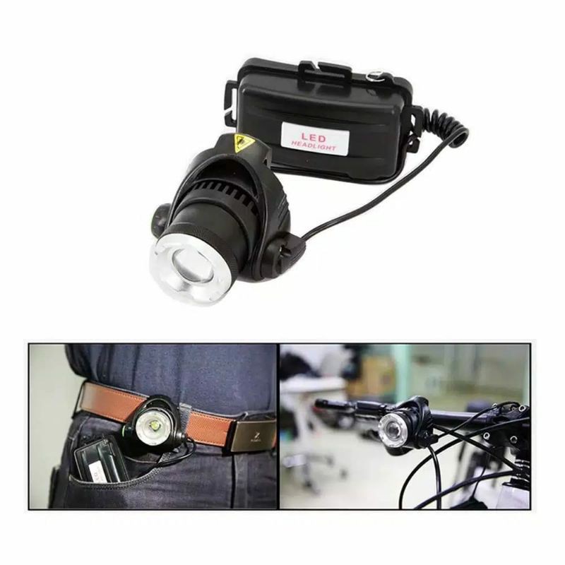 Senter Kepala LED Zoom Super Terang Headlamp LED Cree XML T6 568D Waterproof Anti Air