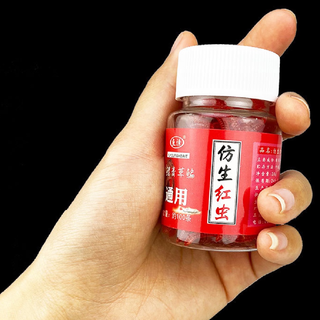 (seasonoun) 100pcs / Set Umpan Pancing Bentuk Cacing Tanah Warna Merah Realistis