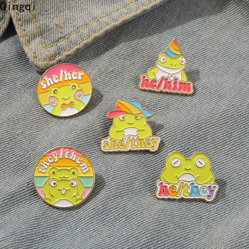 Bros Pin Enamel Desain Kartun Hewan Katak Untuk Anak