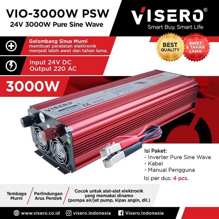 Power Inverter 24V 3000W Pure Sine Wave Visero (VIO-3000W PSW)