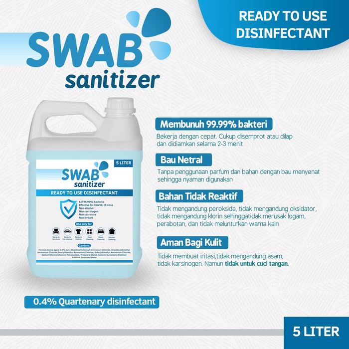 Swab Sanitizer - DISINFECTANT 5 LITER (cairan disinfektan spray)