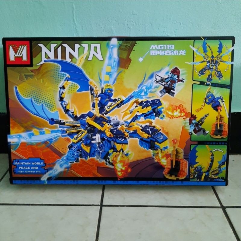 Lego Block Ninjago Blue Dragon Triple Head