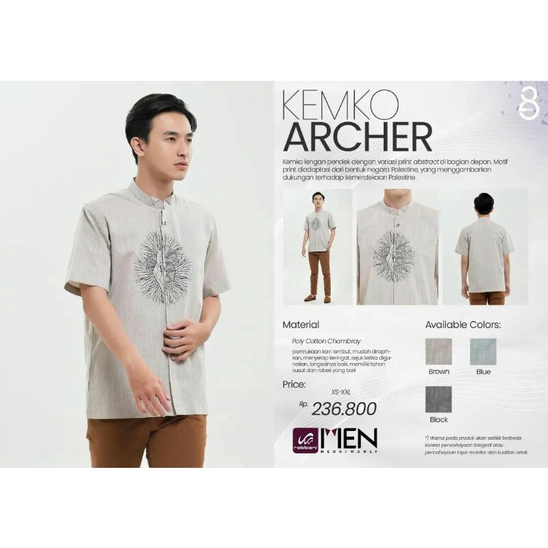 KEMKO ARCHER RABBANI - KEMEJA KOKO ARCHER RABBANI - BAJU KOKO RABBANI LENGAN PENDEK - BAJU KOKO LENG