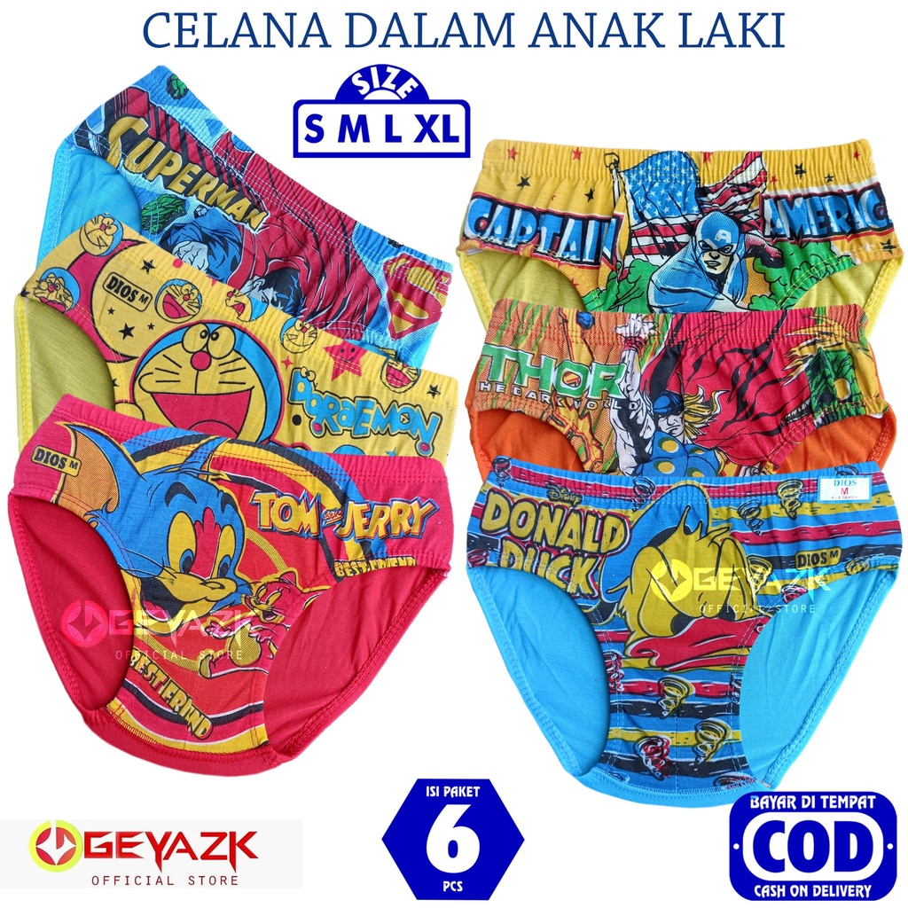 6 Pcs Celana Dalam Anak Laki Laki Gambar Sempak Bocah