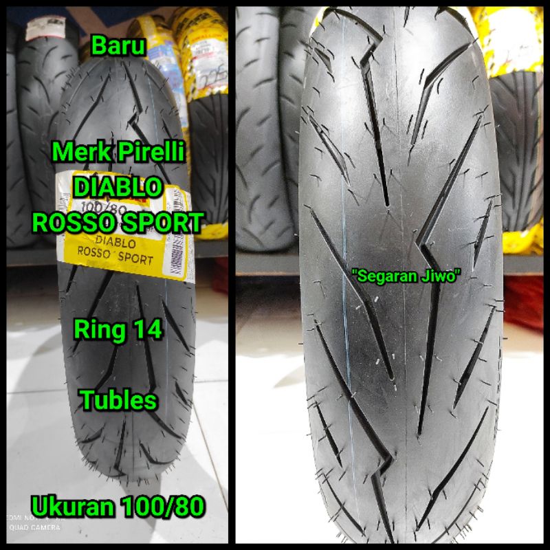 Ban tubles motor matic ring 14 ukuran 100/80 merk Pirelli Diablo rosso sport ban belakang honda vario 150