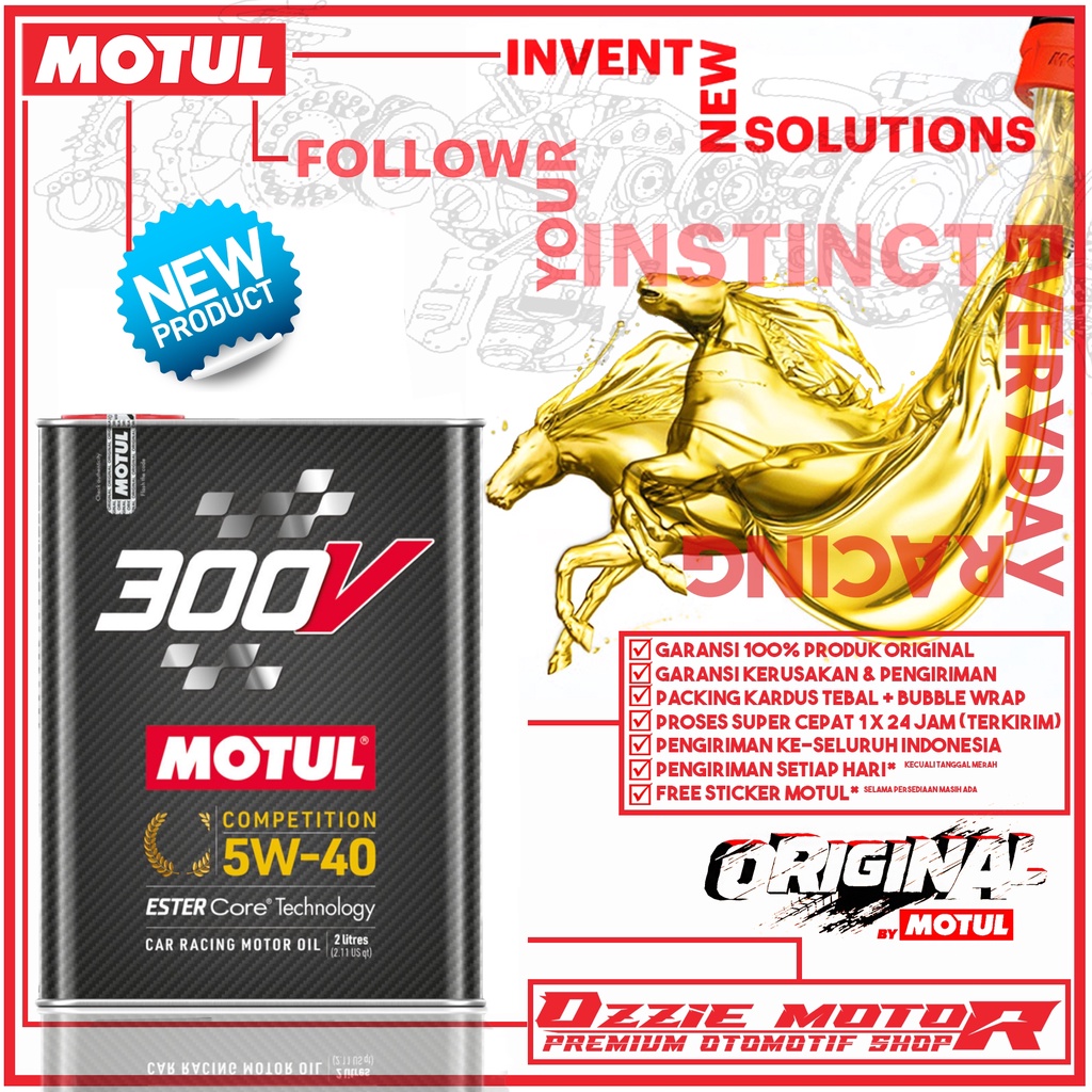 MOTUL 300V COMPETITION 5W40 2L OLI MOBIL RACING IMPORT KEMASAN KALENG