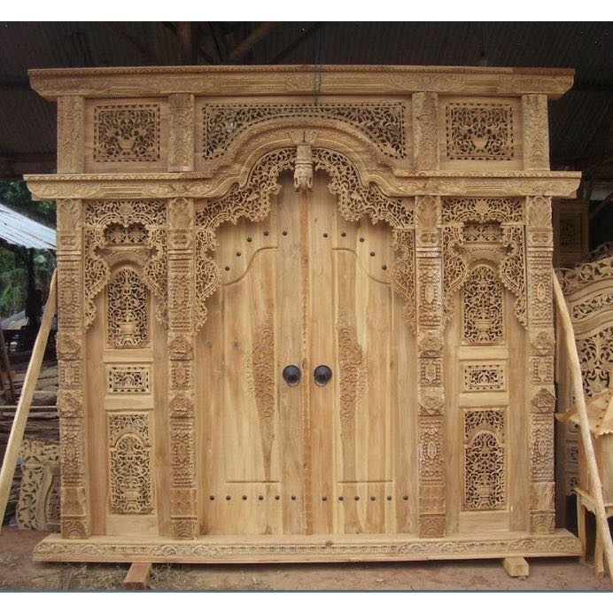 Pintu Kusen Gebyok Kayu Jati Ukir Khas Jepara, Jati Tua Free Ongkir