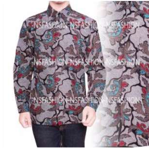 Hem Batik Pria Lengan Panjang Warna Mocca Liris 2858QW Baju Batik Slimfit Lengan Panjang