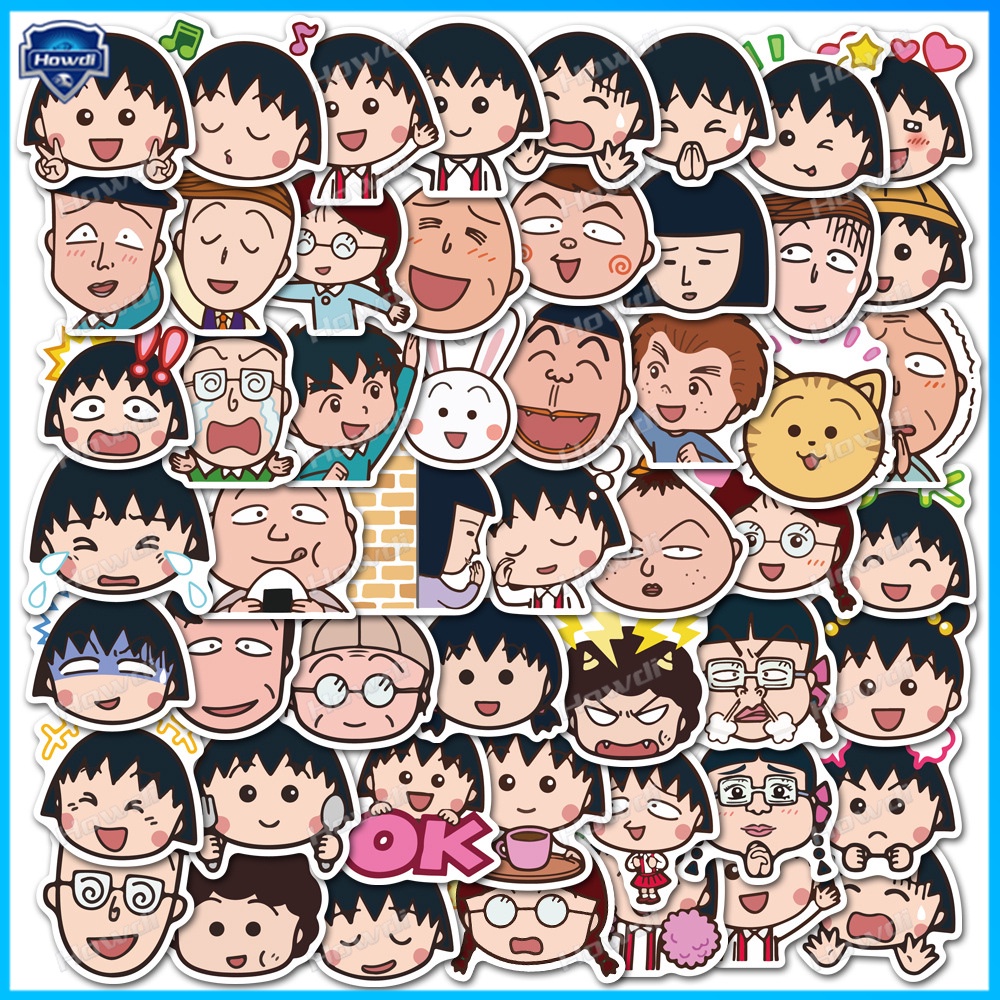 Stiker Lucu Chibi Maruko-chan Tahan Air Untuk Helm Motor / Mobil