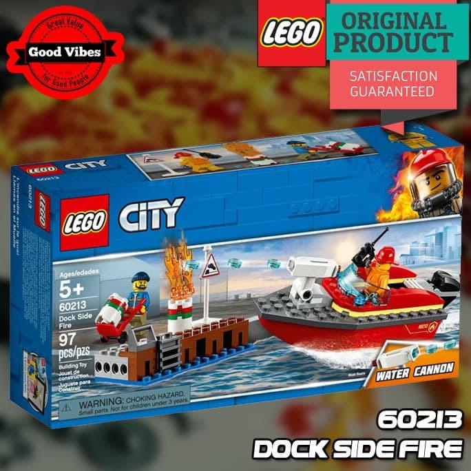 Original LEGO CITY 60213 Dock Side Fire - Mainan Anak Edukasi Kapal