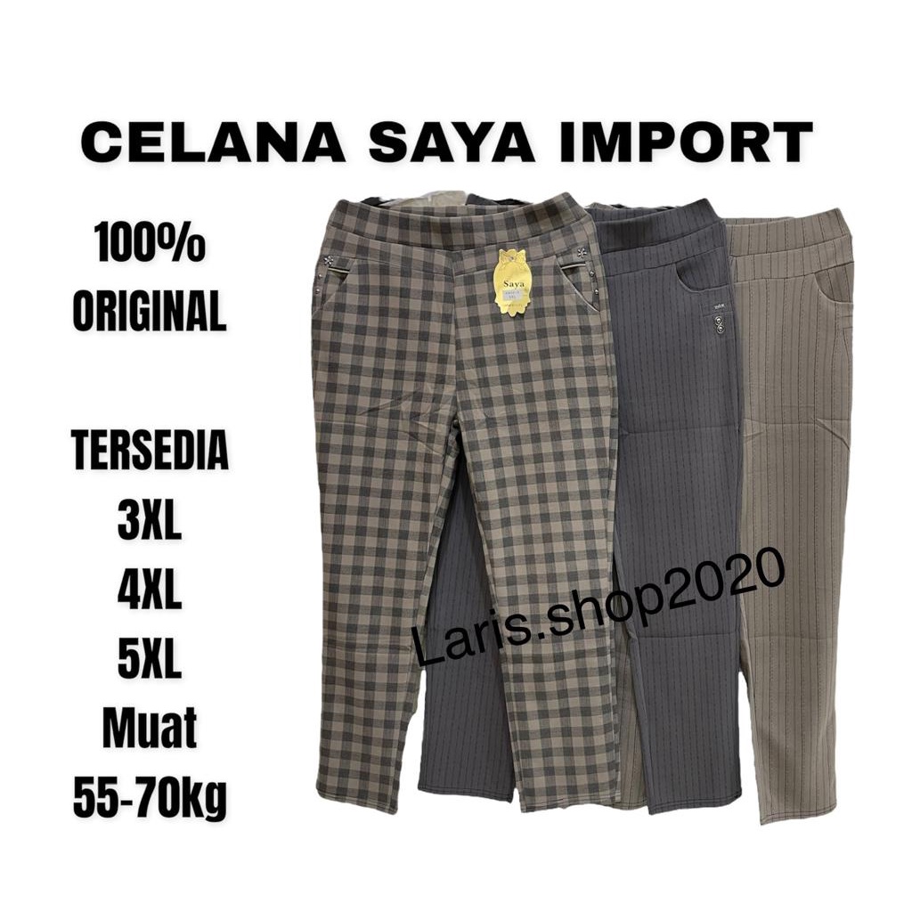 Celana SAYA IMPORT SALUR DAN KOTAK BAHAN STRECTH 3XL-5XL REAL PICT!!!