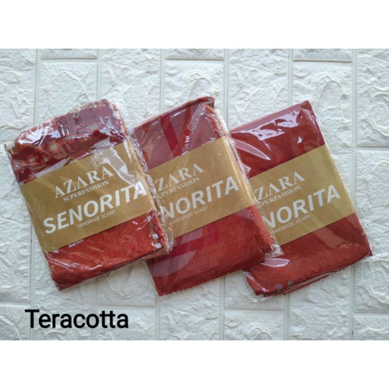(original Azara) segi empat SENORITA MOTIF LC •• hijab segi empat Motif-Terracotta