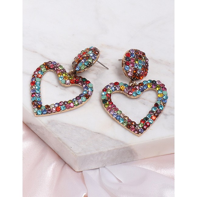 LRC Anting Tusuk Fashion Color Love Diamond Stud Earrings F79960