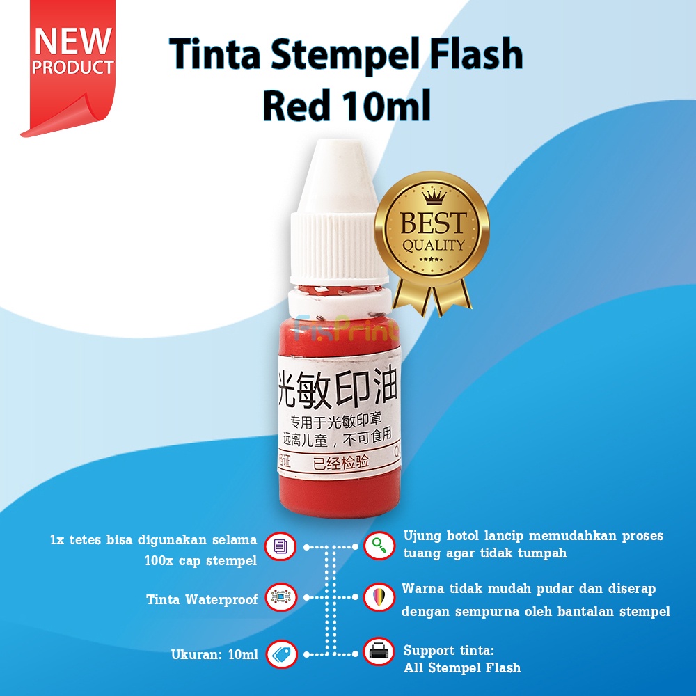 Tinta Stempel Flash 10ml Refill Cap Stamp Ink Waterproof 10 ml