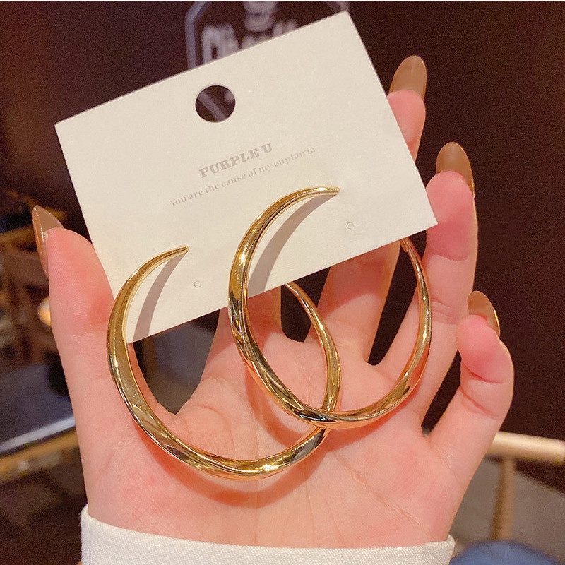 [ACKER] Korea Temperamen Lingkaran Emas Anting-Anting Hoop Rasa Mewah Klasik Anting-Anting Hoop 925 Jarum Perak Fashion Trendi Perhiasan