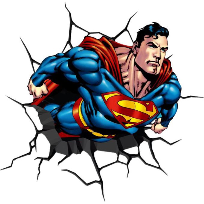 Stiker Dinding Wall Sticker 3D Superman Superhero DC