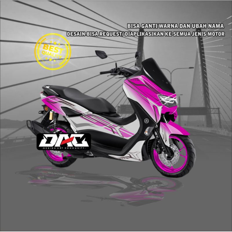 Sticker Decal full body grafis simple  NMAX pink putih