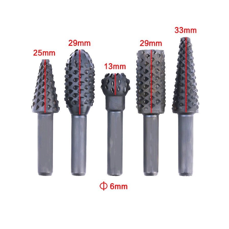 Mata Bor Ukir Kayu Wood Bits Steel Shank 1/4 Inch Set 5 Pcs