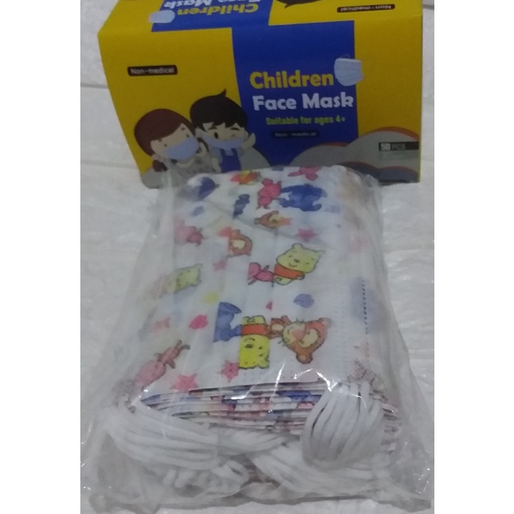 masker motif anak 3ply murah isi 50