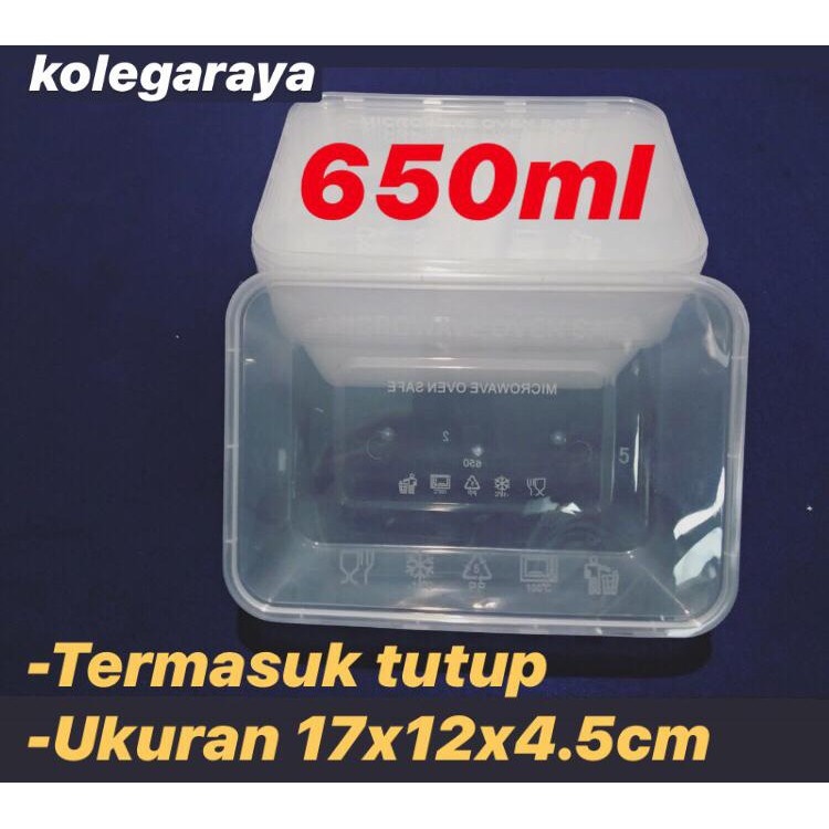 Kotak Makan Plastik 650ml THINWALL ISI 25 PCS