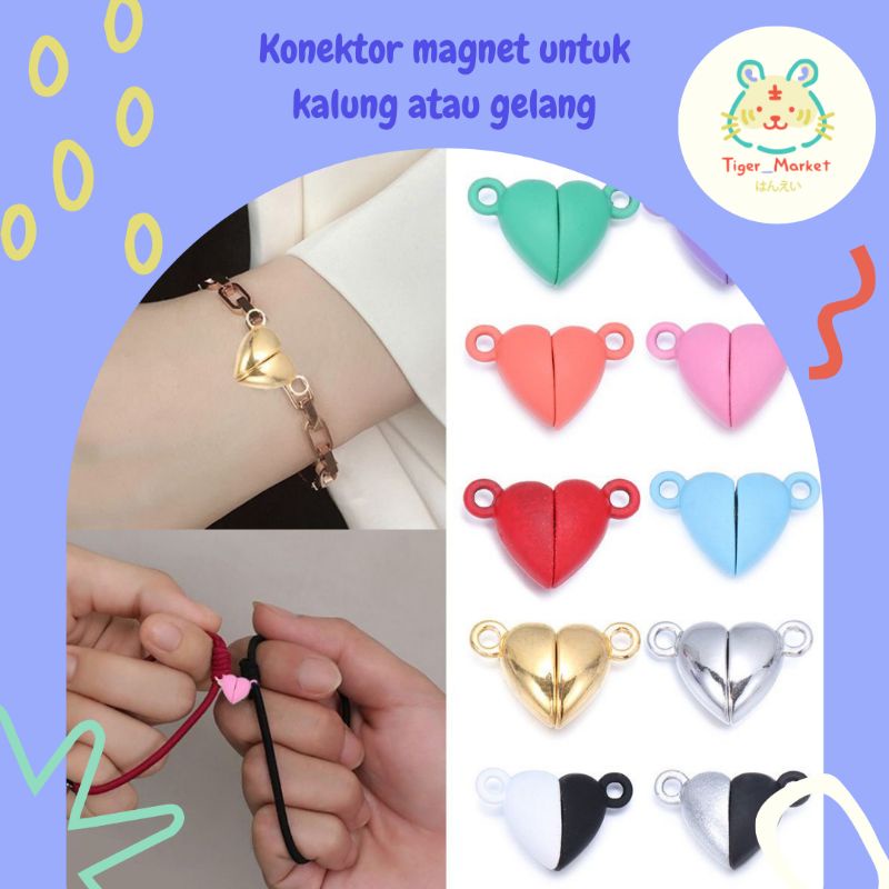 konektor magnet kalung atau gelang bentuk love