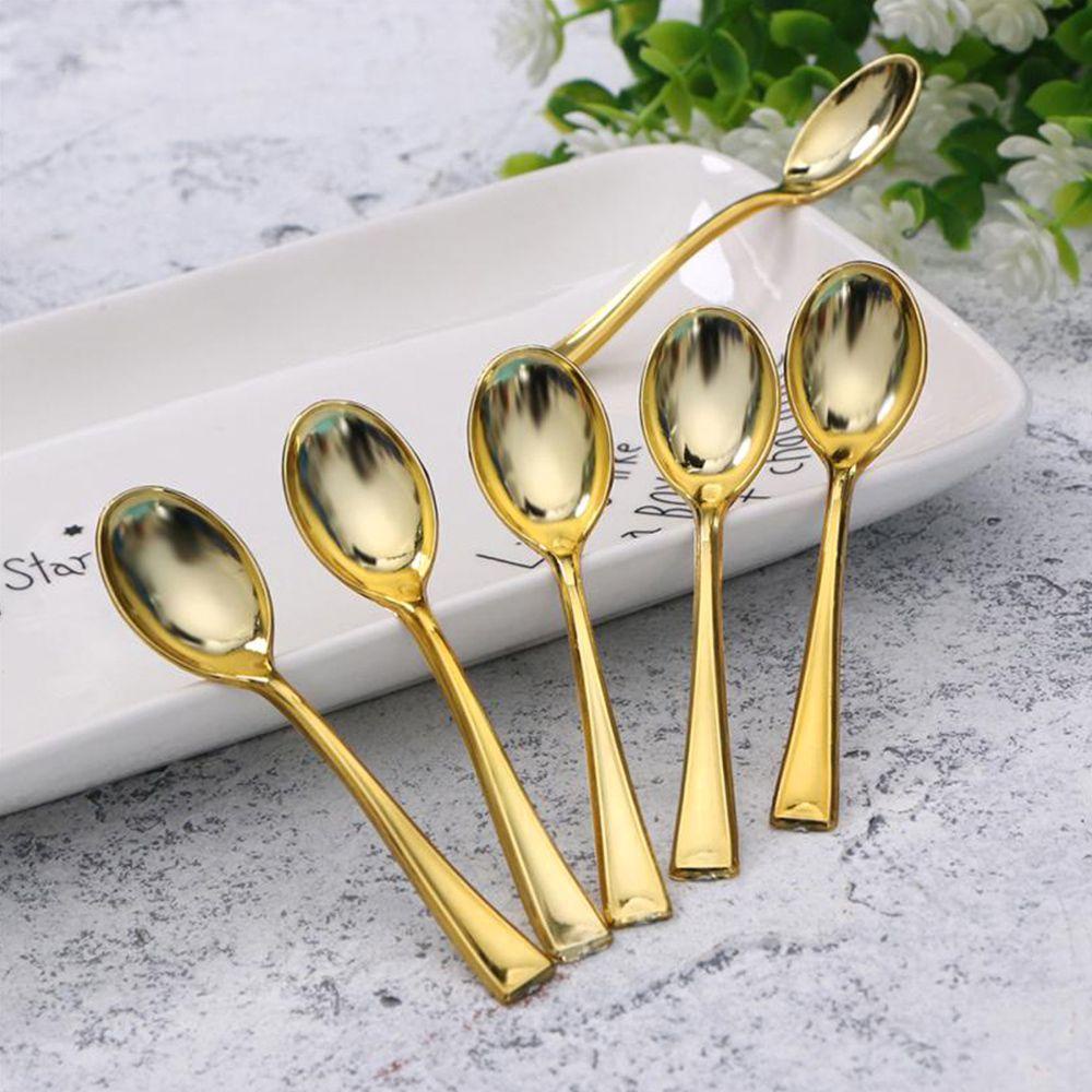 Preva 24PCS Sendok Mini Set Sekali Pakai Menirukan Logam Sendok Garpu Dessert Spoon