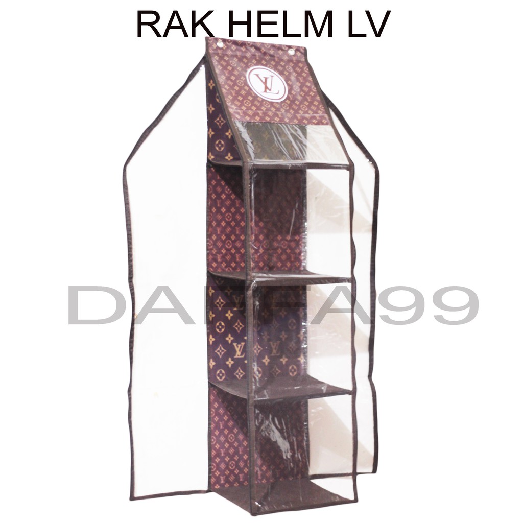 Rak Helm Gantung Zipper+Rak Helm Gantung 4 Susun Alas Triplek+HHO Rak Helm Organizer Karakter Res