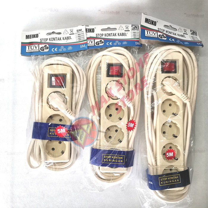 Kabel Stop Kontak Kuningan 5 Meter Meiko