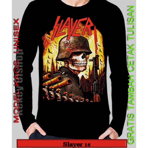 Kaos Slayer Lengan Panjang Music Trass Ukuran Dewasa