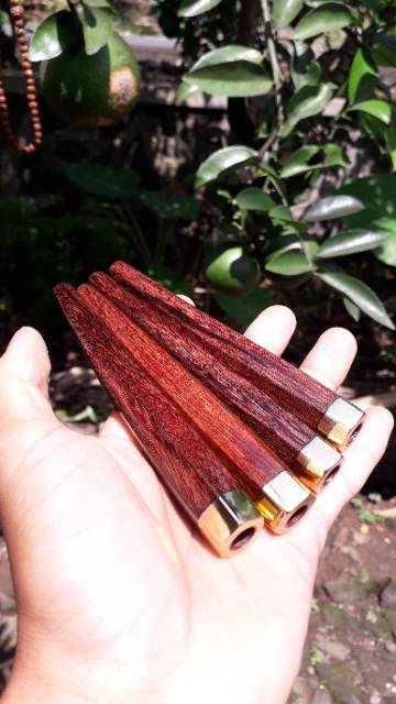 Pipa rokok kayu bertuah galih asem golden ring heksagon grade A