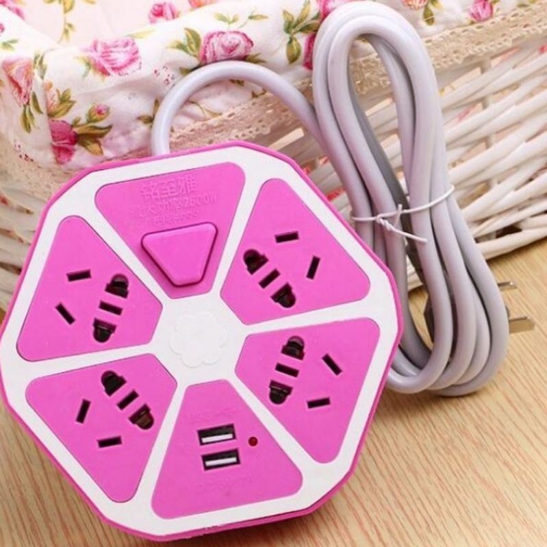 Stop Kontak USB Hexagon Socket + 4 USB + 4 Colokan