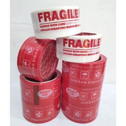 

Lakban Plakban Isolasi Besar Fragile Jangan Dibanting 2 inch 48mm 50 yard Merah